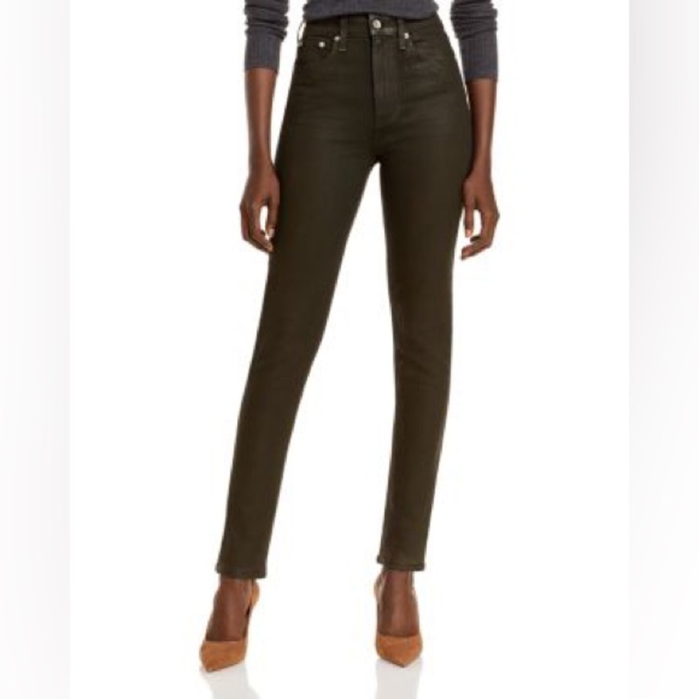 Rag and Bone | Nina Coated High Rise in Forest Green Revolve
